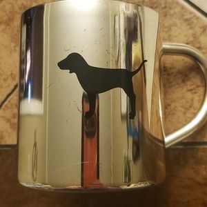 Victoria Secret Pink Coffee Cup Tea Mug Silver Metal Dog Stainless Steel 14oz